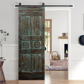 Vintage Carved Doors Floral Carved Door Sliding Barndoor Single Patio Door 80x26